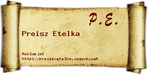 Preisz Etelka névjegykártya